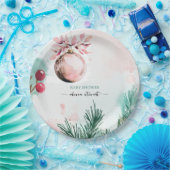 Script Winter Kerstmeisje Baby Shower Papieren Bordje (Feest)