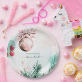 Script Winter Kerstmeisje Baby Shower Papieren Bordje (Feest)