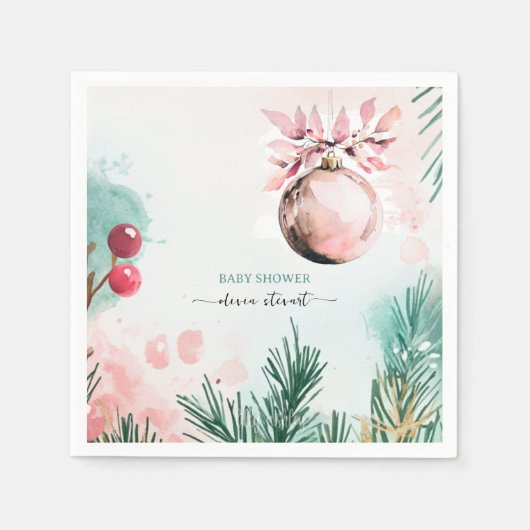 Script Winter Kerstmeisje Baby Shower Servet (Voorkant)