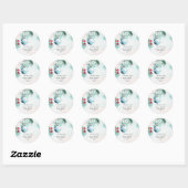 Script Winter Kerstmis Jongen Baby Shower bedankt Ronde Sticker (Vel)