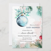 Script Winter Kerstmis jongen Baby Shower Kaart (Voorkant)