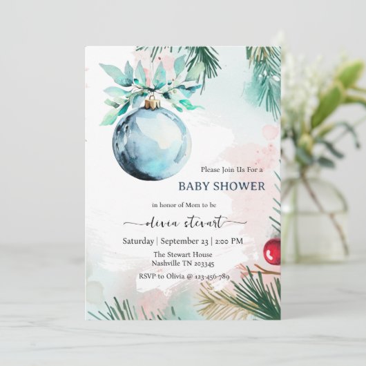 Script Winter Kerstmis jongen Baby Shower Kaart (Staand voorkant)