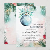 Script Winter Kerstmis jongen Baby Shower Kaart (Voorkant / Achterkant)