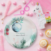 Script Winter Kerstmis Jongen Baby Shower Papieren Bordje (Feest)