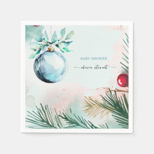 Script Winter Kerstmis jongen Baby Shower Servet (Voorkant)