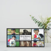 Script Wit Hout Zes Fotocollage Kerstmis Feestdagenkaart (Staand voorkant)
