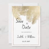  script witgouden bloemen Save the Date Kaart (Voorkant)