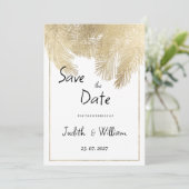  script witgouden bloemen Save the Date Kaart (Staand voorkant)