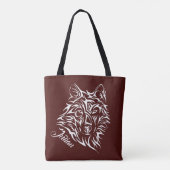 Script Witte Wolfskop op Bloedrode Persoonsnaam Tote Bag (Achterkant)