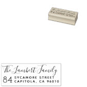 Script Wreath Familienaam Wreath Retouradres Rubberstempel (Gestempeld)