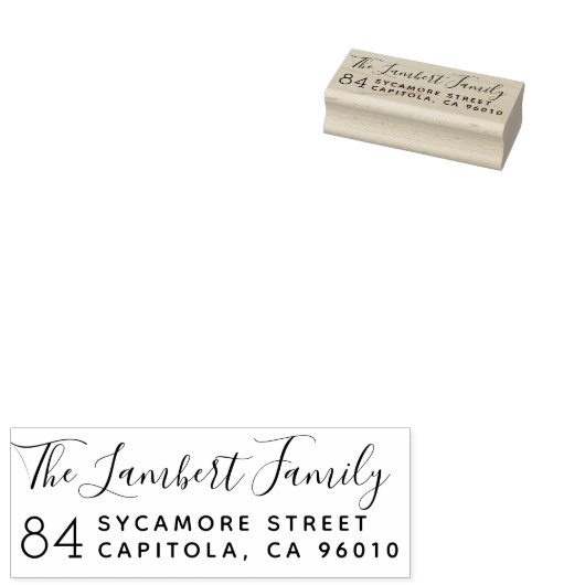 Script Wreath Familienaam Wreath Retouradres Rubberstempel (Gestempeld)