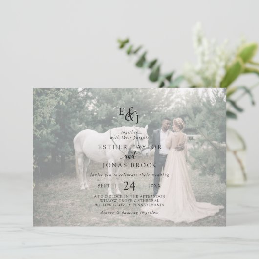  script | Zachte horizontale fotobruiloft Kaart (Staand voorkant)