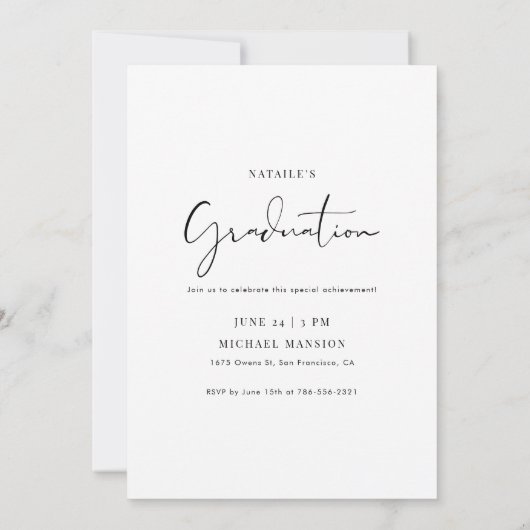 Script Ze deed het minimalistische Afstuderen Girl Kaart (Achterkant)