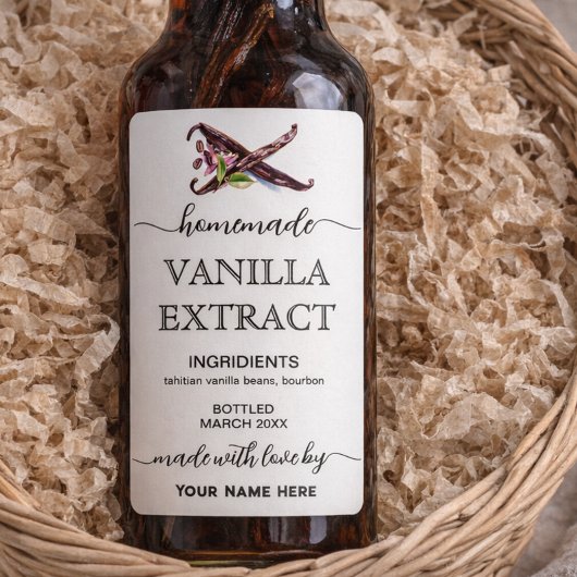 Script zelfgemaakte Madagaskar vanille-extract lab Etiket