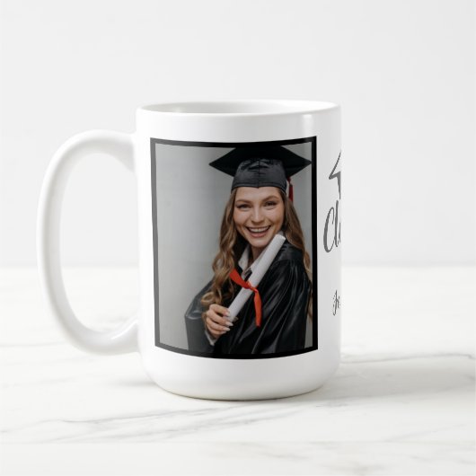 Script Zilver 2026 Aangepaste Afstudeerfoto Koffie Koffiemok (Links)
