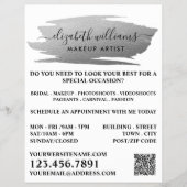 Script Zilver Folie Kwaststreek Make-up Artiest Flyer (Voorkant)