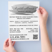 Script Zilver Folie Kwaststreek Make-up Artiest Flyer (Hand)