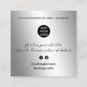 Script zilver metallic chic orde dank u vierkante visitekaartje (Achterkant)