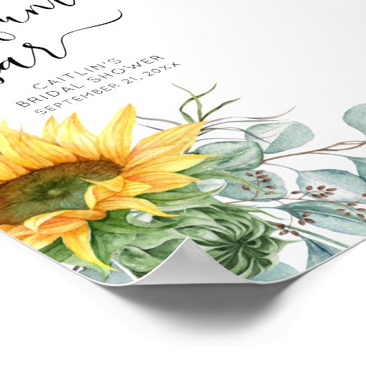 Script Zonnebloem Vrijgezellenfeest Parfum Bar Sig Poster (Hoek)