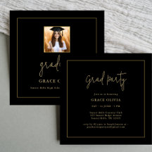 Script Zwart en Goud Graduation Party Foto