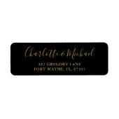 Script Zwart En Goud Trouw Retouradres Etiket (Voorkant)
