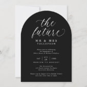 Script Zwart en Wit Elegante Verlovingsfeest Kaart (Voorkant)