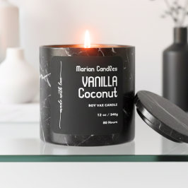 Script Zwart en wit Gepersonaliseerde kaars Label