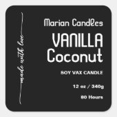 Script Zwart en wit Gepersonaliseerde kaars Label (Voorkant)