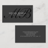 Script zwart monogram grijs trendy visitekaartje (Voorkant / Achterkant)