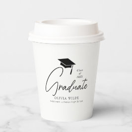 Script Zwart & Wit Afstuderen 8oz Papieren Bekers