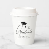  Script Zwart & Wit Afstuderen 8oz Papieren Bekers (Voorkant)