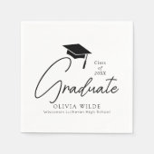 Script Zwart & Wit Afstuderen Papier Servet (Voorkant)