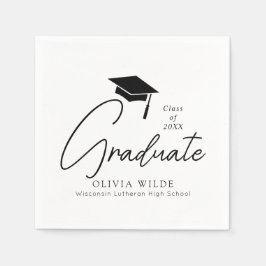  Script Zwart & Wit Afstuderen Papier Servet