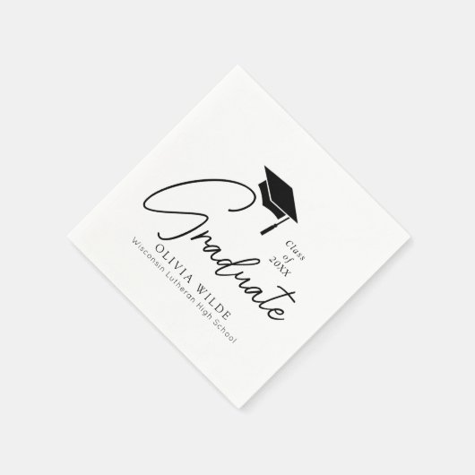  Script Zwart & Wit Afstuderen Papier Servet (Hoek)