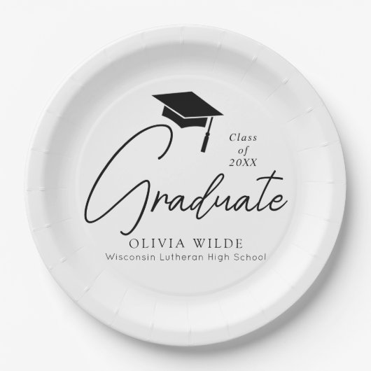  Script Zwart-wit Afstuderen Papieren Bordje (Voorkant)
