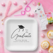 Script Zwart-wit Afstuderen Papieren Bordje (Feest)