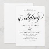 Script Zwart Wit bruiloft Kaart (Voorkant / Achterkant)
