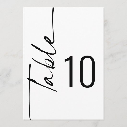 Script Zwart Wit Huwelijk Afdrukbare Tafelnummer (Voorkant)