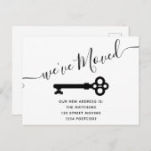 Script zwart wit minimale sleutel bewegende aankon aankondigingskaart (Voorkant / Achterkant)