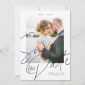 Script Zwart Wit Save the Date Fotokaart Kaart (Voorkant)