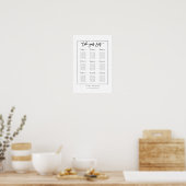 Script Zwarte Typografie/rand Zitplaats Plan Poster (Keuken)