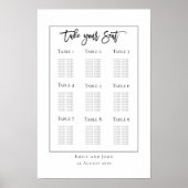 Script Zwarte Typografie/rand Zitplaats Plan Poster (Voorkant)