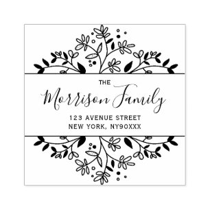 scriptadres elegant flower lijst rubberstempel