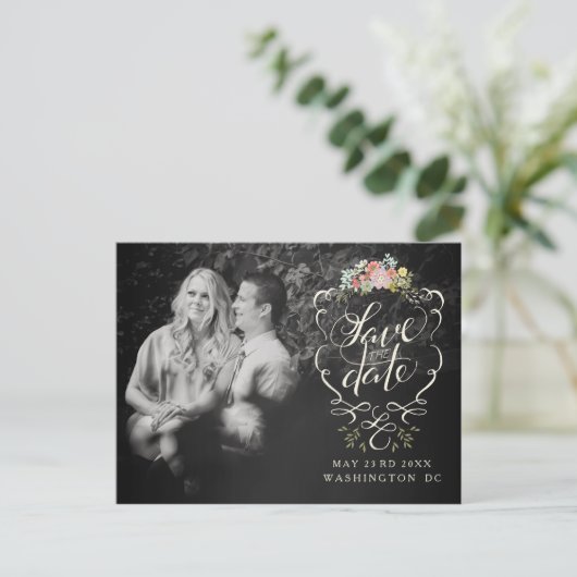 Scriptbelettering Sla het Briefkaart Datumfoto op (Staand voorkant)