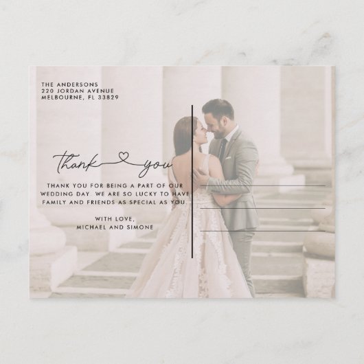 Scriptbruiloft Foto Hartelijk dank Briefkaart (Achterkant)