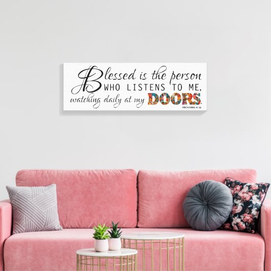 Scriptcitaat Geloofde deuren Moderne Typografie Canvas Afdruk (Insitu (Woonkamer))