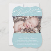 Scripted Baptism Rosary Cross Blue Photo Religious Kaart (Voorkant)