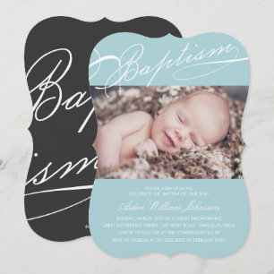 Scripted Baptism Rosary Cross Blue Photo Religious Kaart