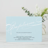 Scripted Baptism Rosary Cross Blue Religious Kaart (Staand voorkant)