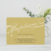 Scripted Baptism Rosary Cross Gold Religious Kaart (Staand voorkant)